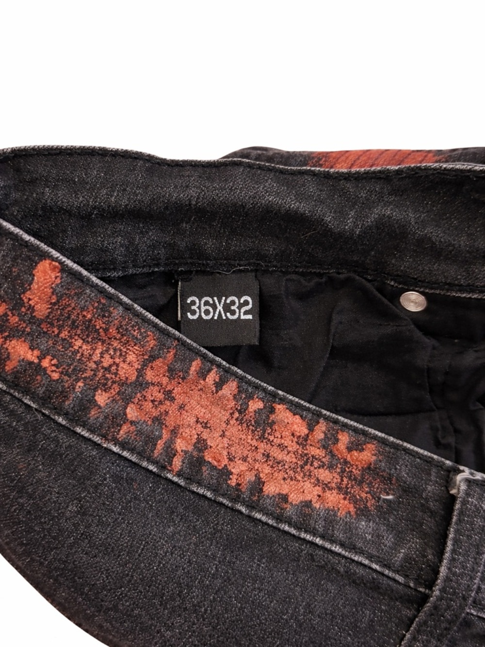Refuel Black Red Moto Biker Jeans 36x32 Distressed Zip Streetwear Y2K Punk - Picture 6 of 6